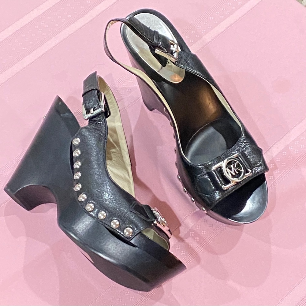 New Michael Kors black sling back wedges